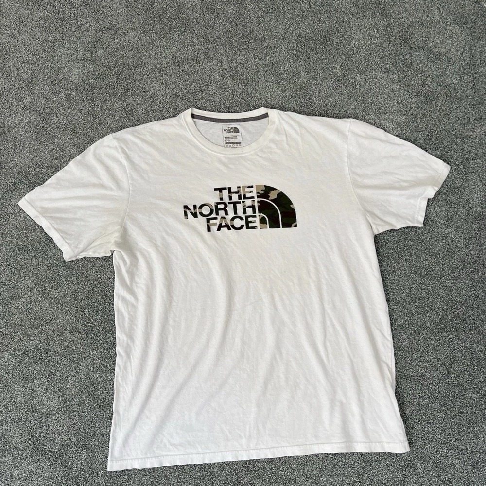 The North Face Camo Logo T Shirt White Short Sleeve Men’s Large
